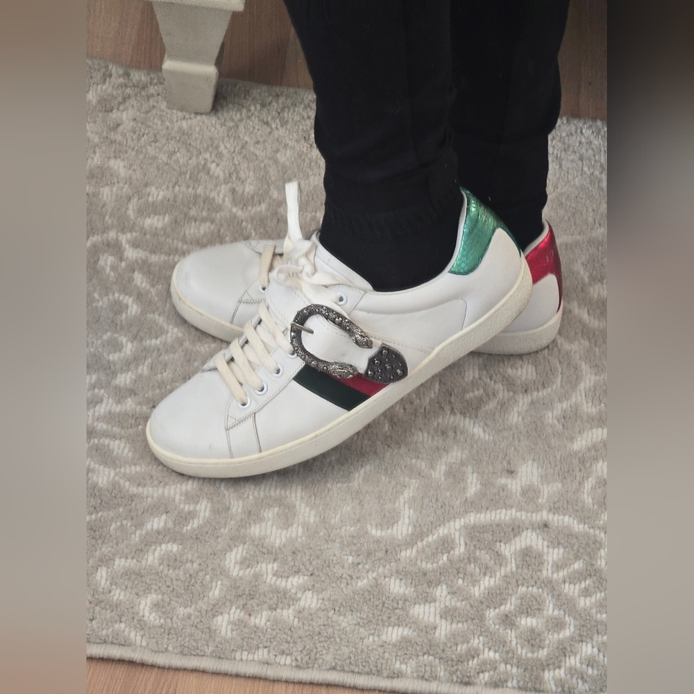 Gucci White Leather Dionysus Buckle Ace